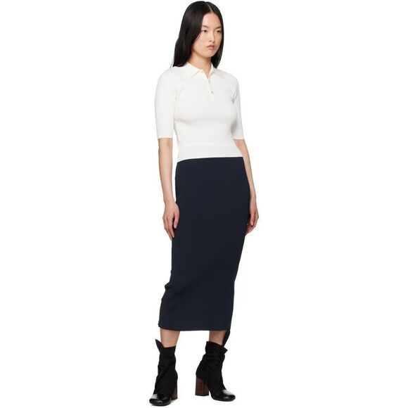 New Staud Karina Skirt Navy with White Trim Knit Size Medium - Picture 1 of 9
